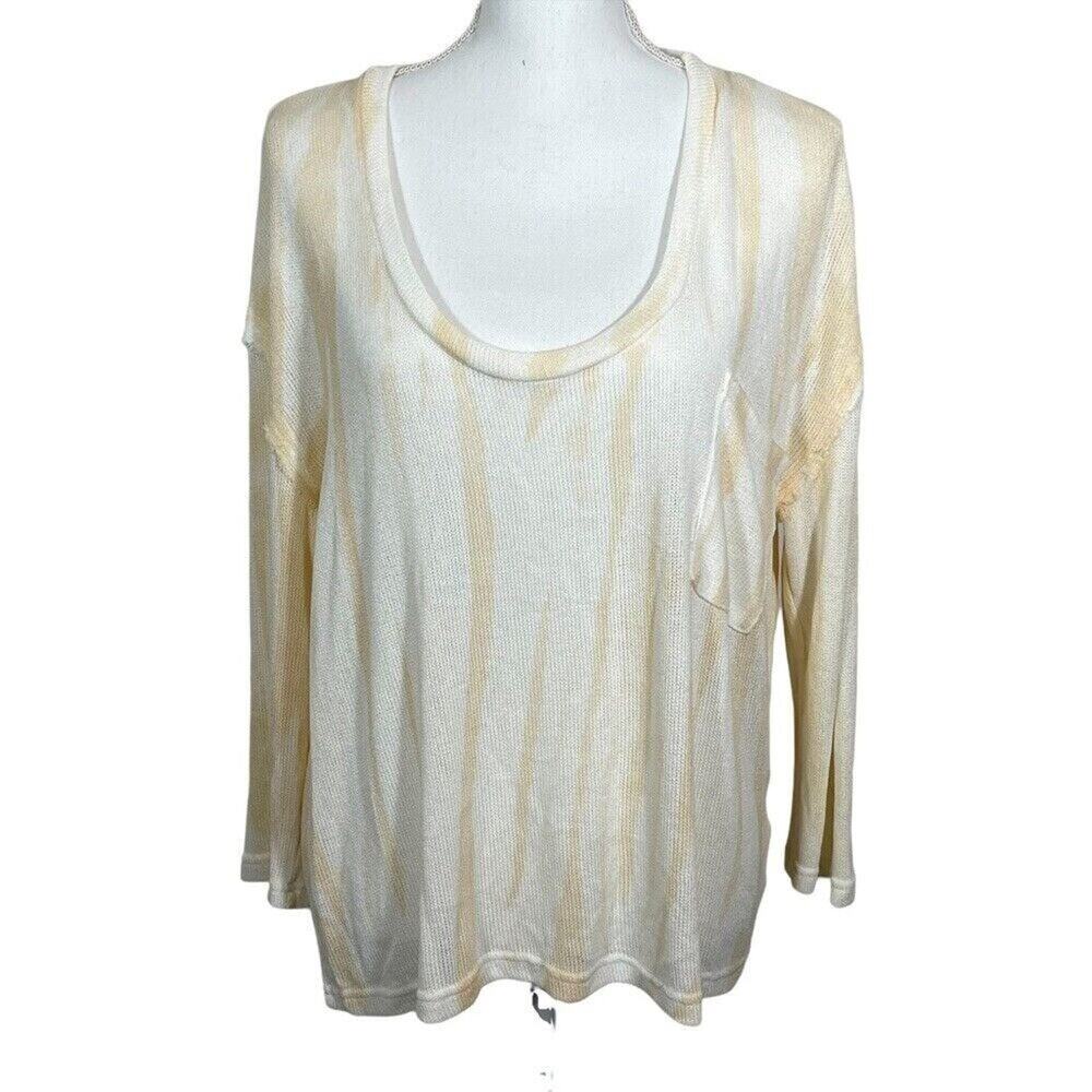 Vici Peach & Cream Semi Sheer Sweater Size S Loose Knit Oversize Beach boho
